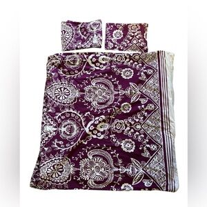 Pottery Barn Dorm Natalia Full~ Queen Duvet Cover W/ Shams Purple Floral 84”X86”